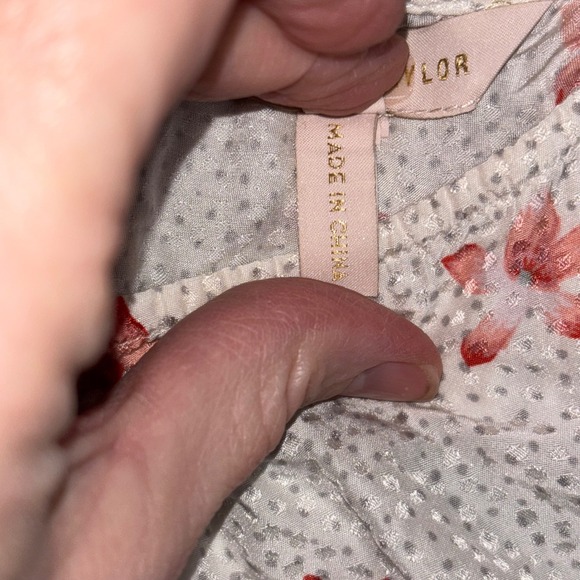 Rebecca Taylor Floral‎ Silk Blend Blouse Top Size 0 XS White Pink Short Sleeve - Picture 5 of 8